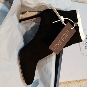 Brand new black suede Prada ankle boots
